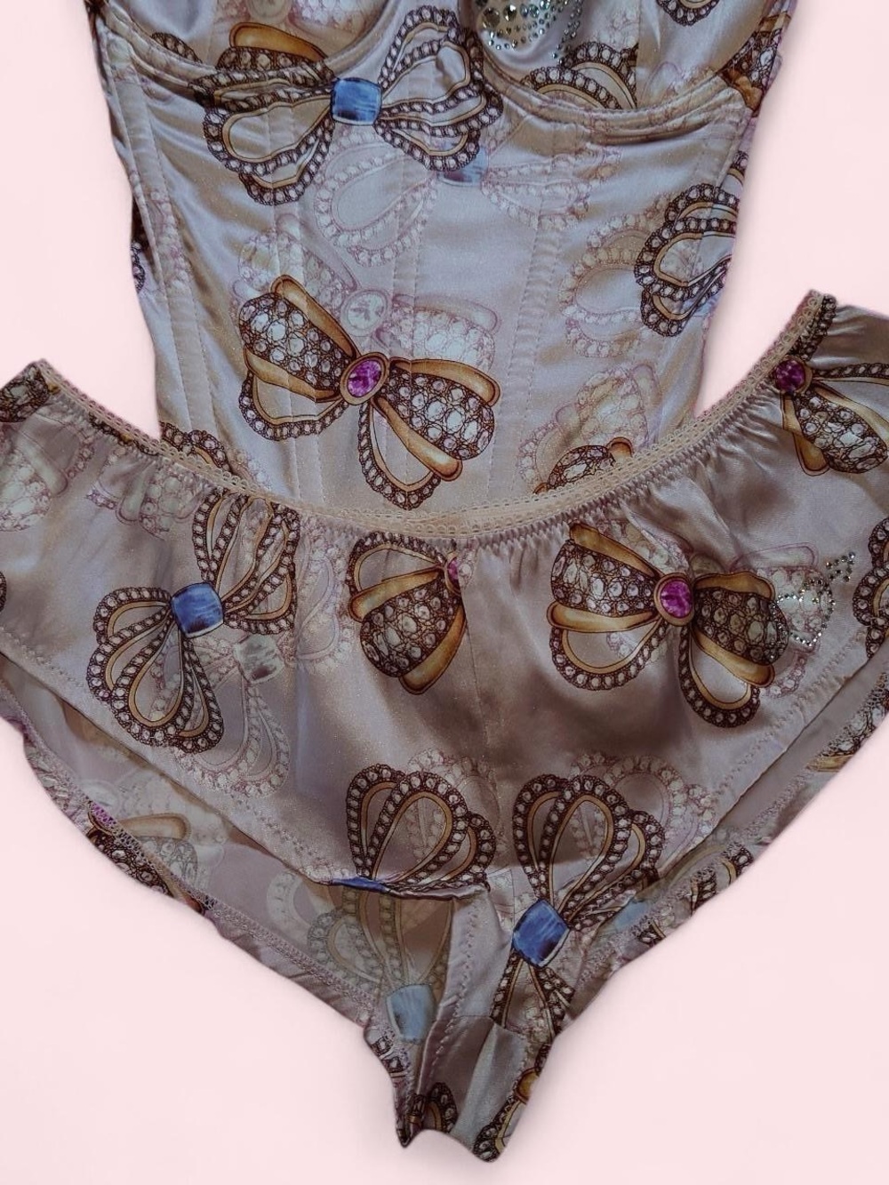 Blumarine Pink Satin Bow Corset Top - Picture 6 of 7